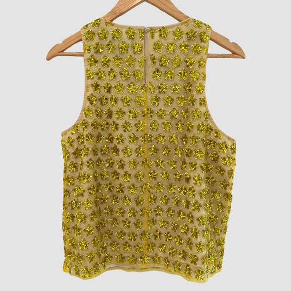J. Crew Collection Sleeveless Yellow Sequin Flowers Tank Top M NWT ($198) - Picture 2 of 8